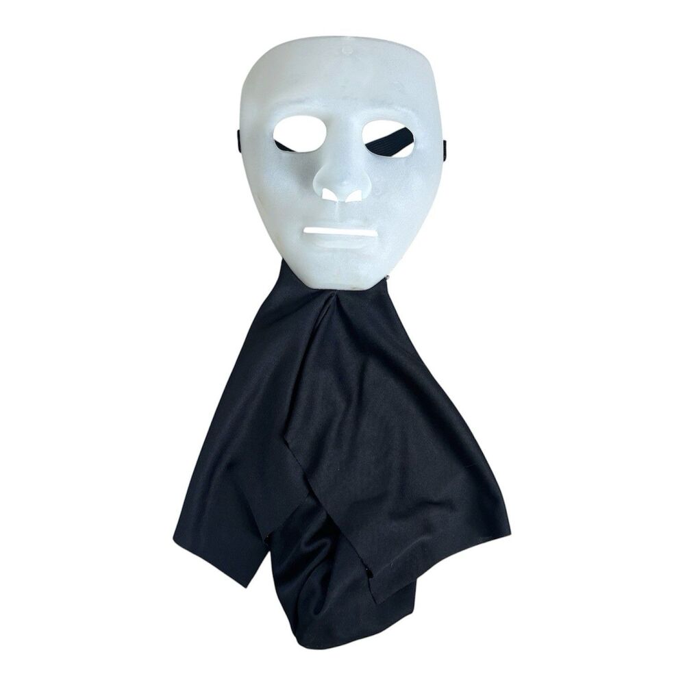 Unbranded White Phantom Mask Black Hood Scrim Adult Halloween Costume Cospla